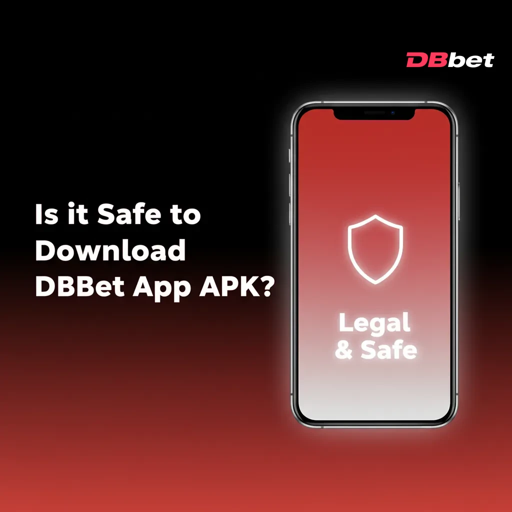 Smartphone showing DBBet APK download with padlock, highlighting licensed, encrypted app; download only from official site.