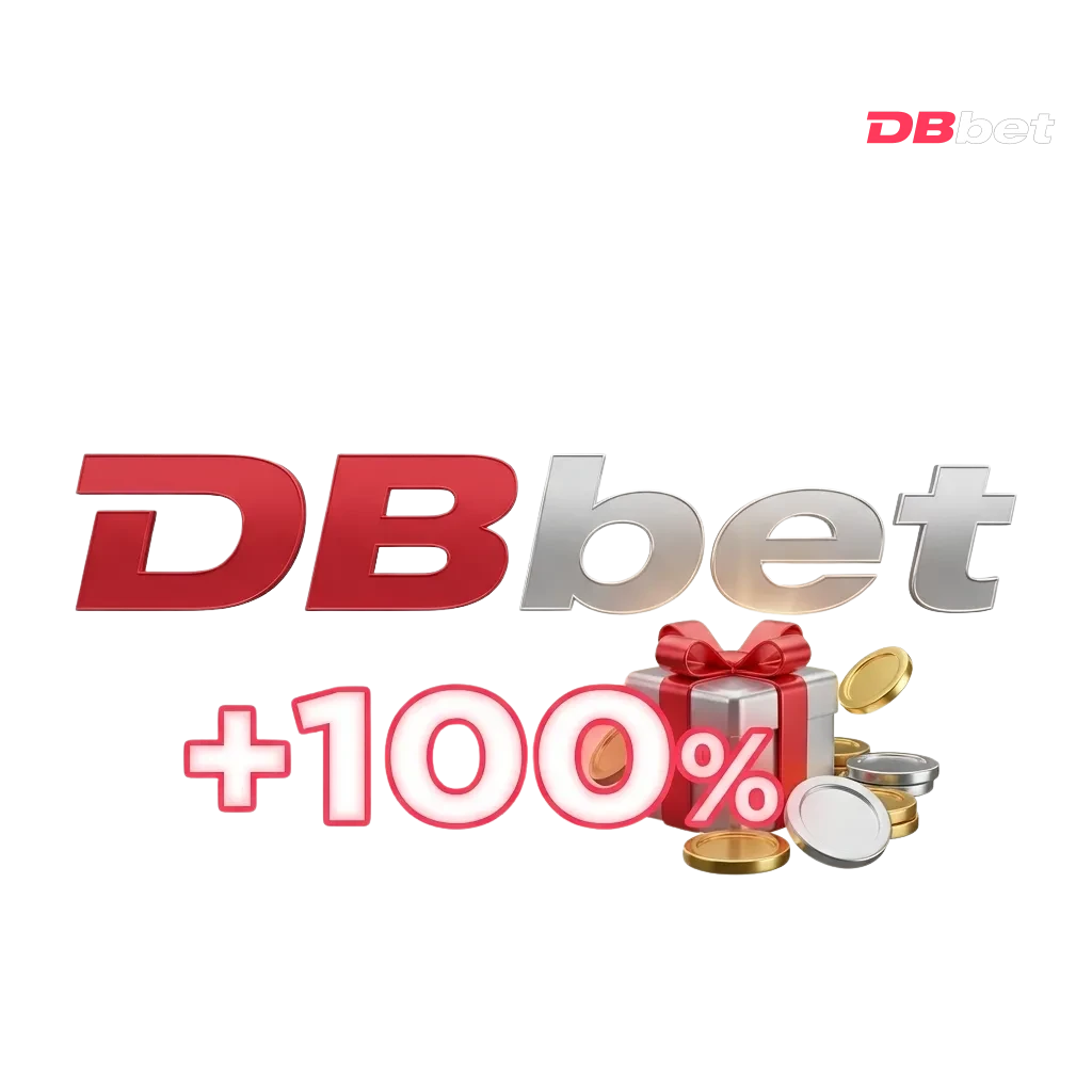 DBBet welcome bonus banner showing 100% match up to 100 EUR for Bangladesh players with casino and sports betting