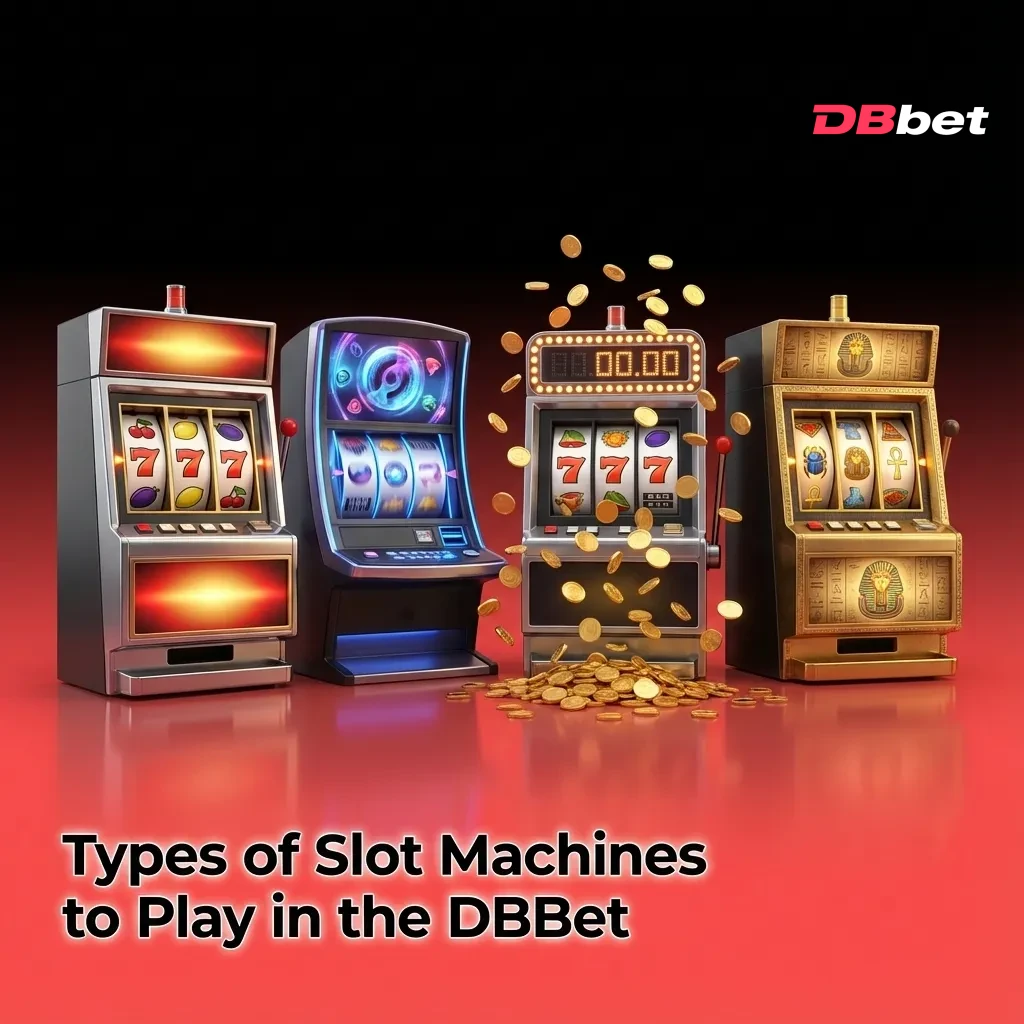 DBBet casino slot machine categories displayed including classic slots, video slots, Megaways, jackpots, and crash games