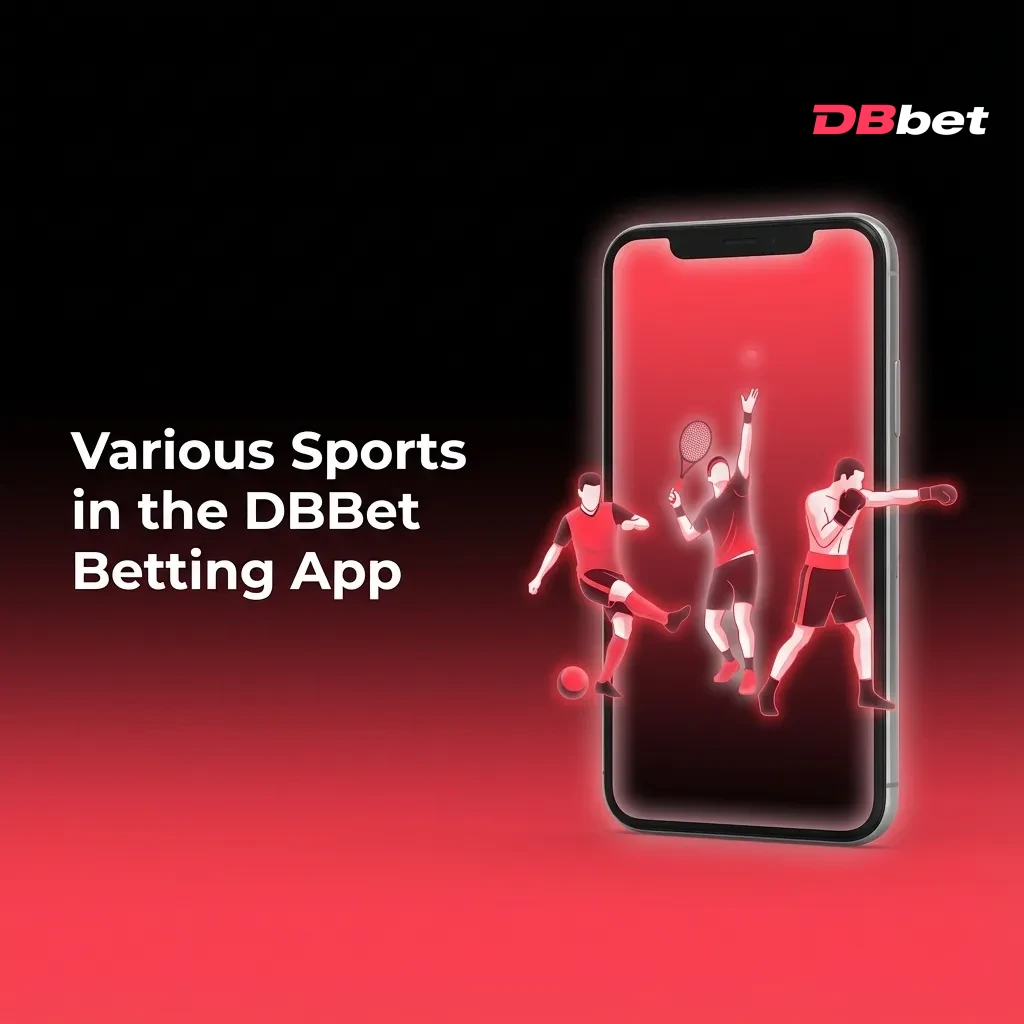 DBBet mobile app interface showing various sports betting options including football, cricket, tennis, and esports